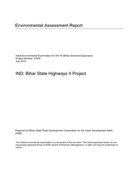 Environmental Assessment Report IND: Bihar State Highways II Project