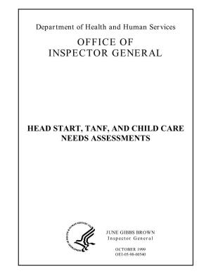 Head Start, Tanf, and Child Care Needs Assessments