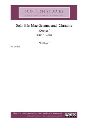 Seán Bán Mac Grianna and 'Christine Keeler'