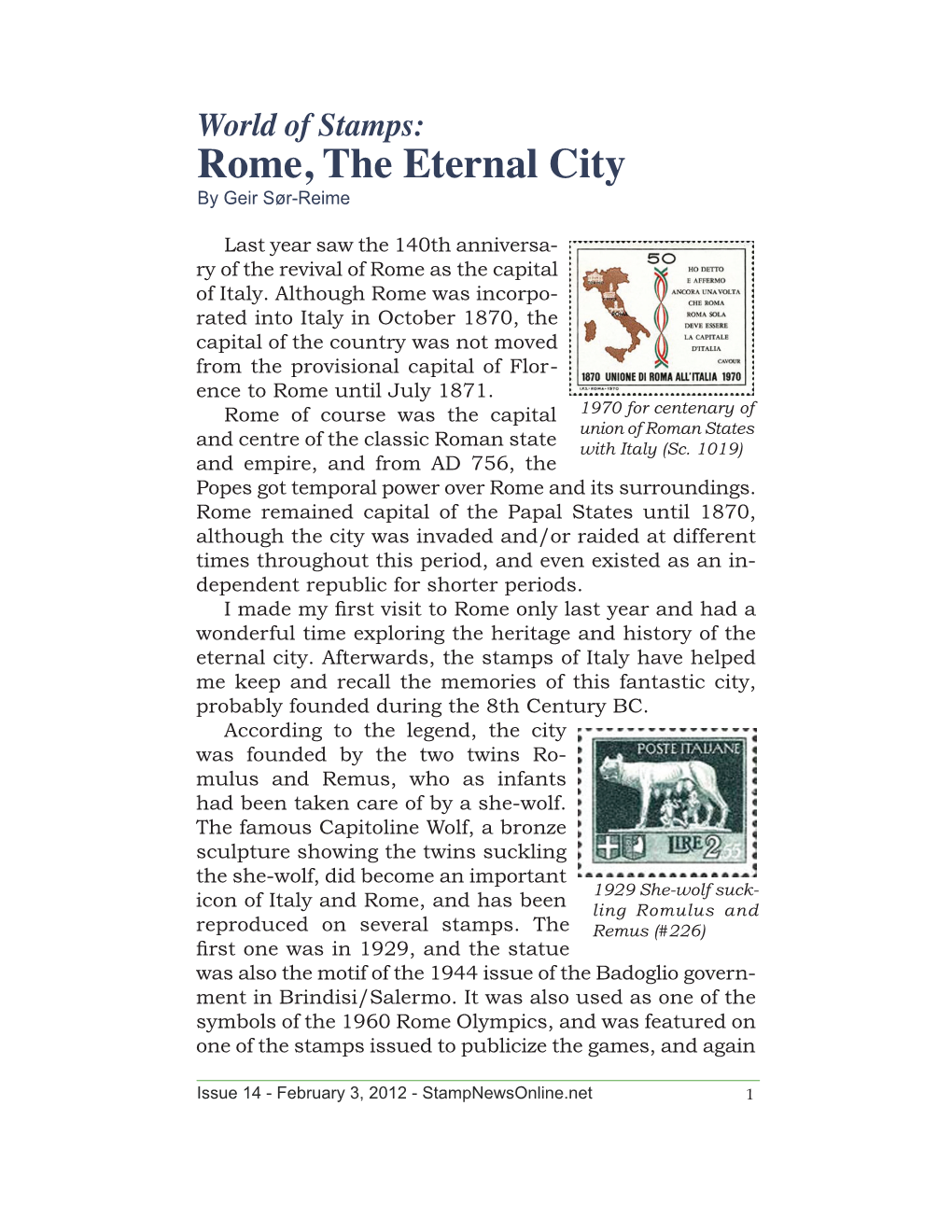 World of Stamps: Rome, the Eternal City by Geir Sør-Reime