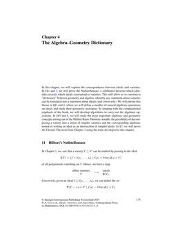 Chapter 4 the Algebra–Geometry Dictionary