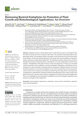Harnessing Bacterial Endophytes for Promotion of Plant Growth and Biotechnological Applications: an Overview