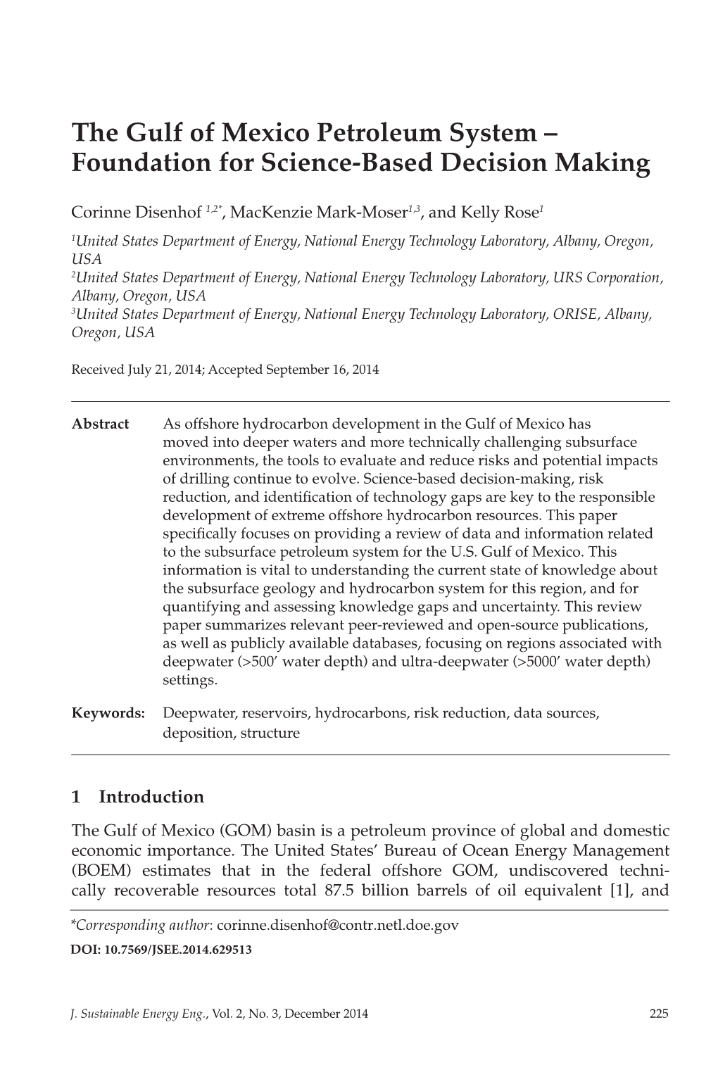 The Gulf of Mexico Petroleum System – Foundation for Science-Based Decision Making