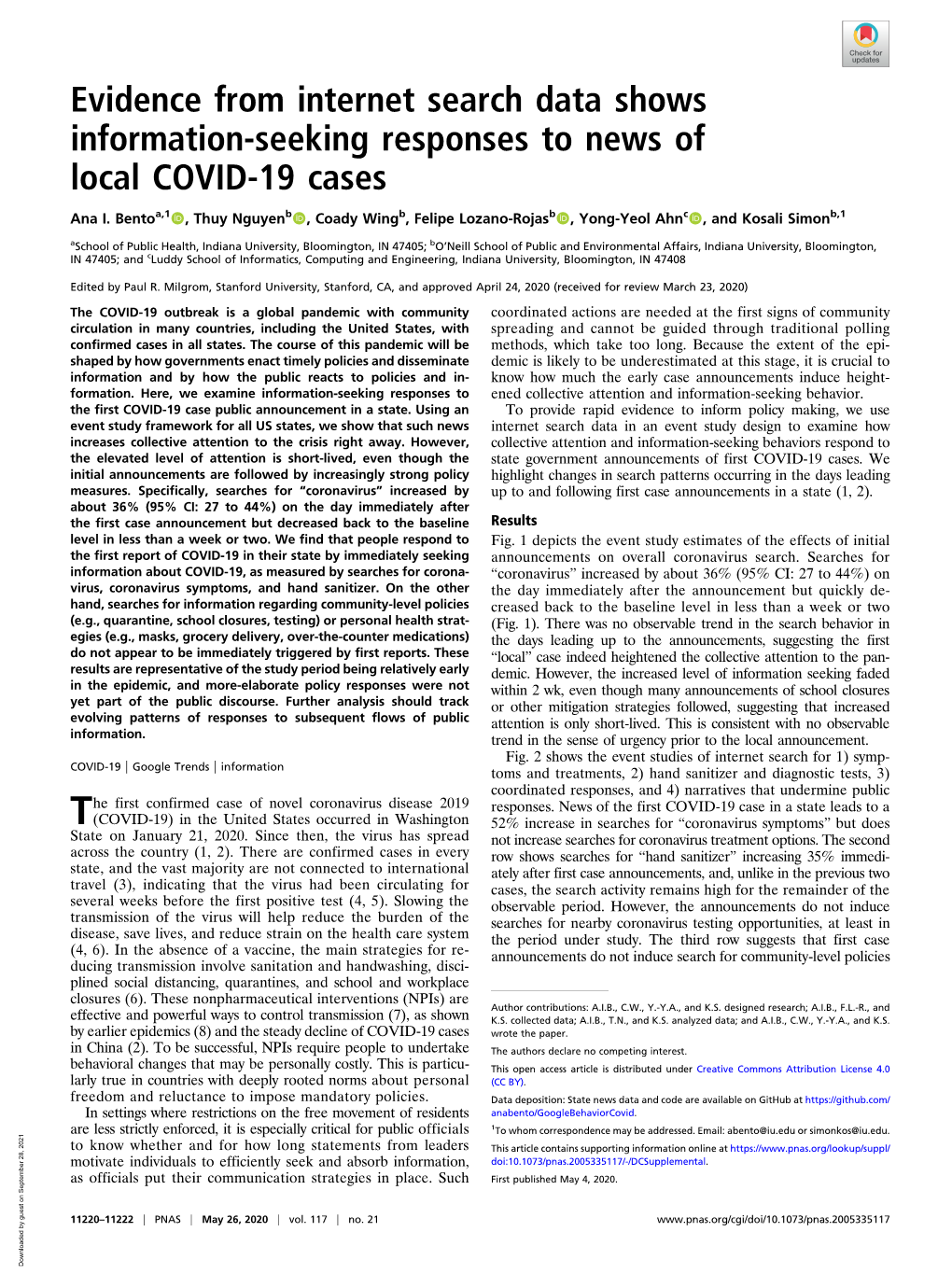 Evidence from Internet Search Data Shows Information-Seeking Responses to News of Local COVID-19 Cases