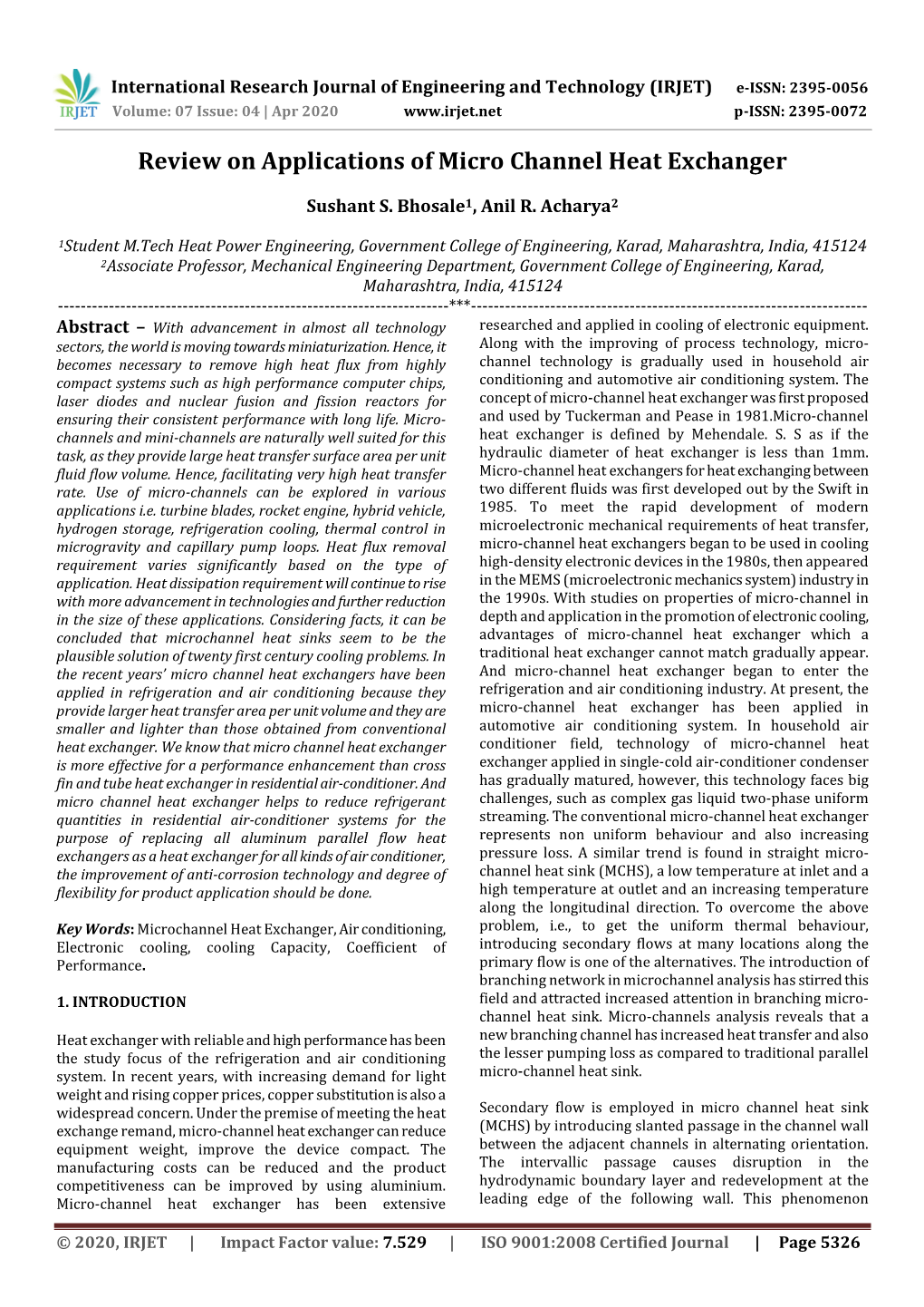 Review on Applications of Micro Channel Heat Exchanger