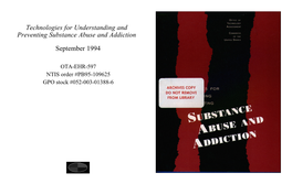 Technologies for Understanding and Preventing Substance Abuse and Addiction