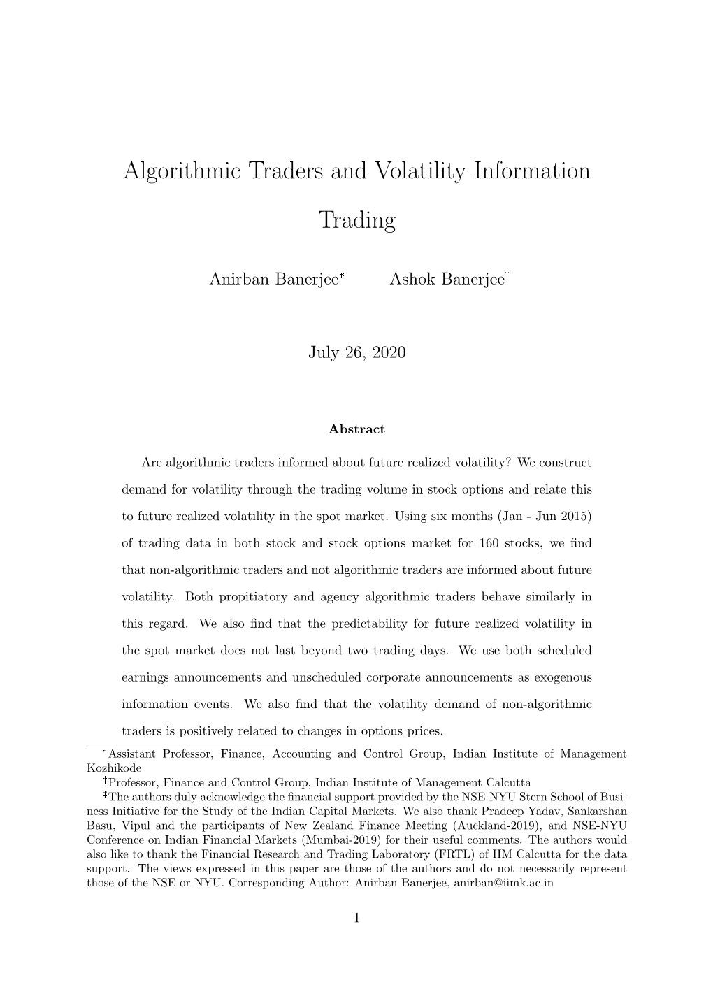 Algorithmic Traders and Volatility Information Trading