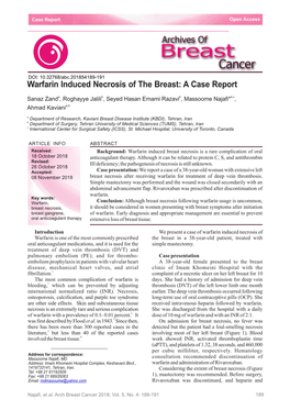 Warfarin Induced Necrosis of the Breast: a Case Report