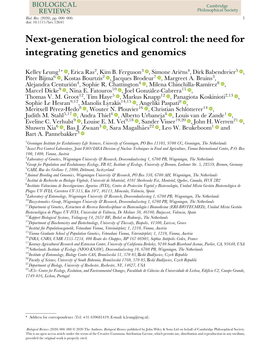 Next‐Generation Biological Control: the Need for Integrating Genetics And