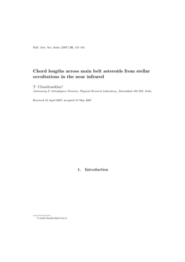 Chord Lengths Across Main Belt Asteroids from Stellar Occultations in the Near Infrared