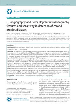 CT Angiography and Color Doppler Ultrasonography Features And