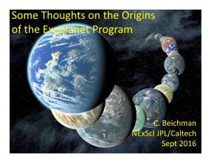 Some Thoughts on the Origins of the Exoplanet Program