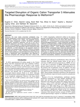 Targeted Disruption of Organic Cation Transporter 3 Attenuates the Pharmacologic Response to Metformin S