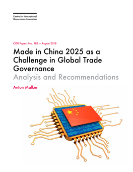 Made in China 2025 As a Challenge in Global Trade Governance: Analysis and Recommendations
