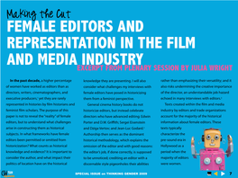 Female Editors and Representation in the Film and Media