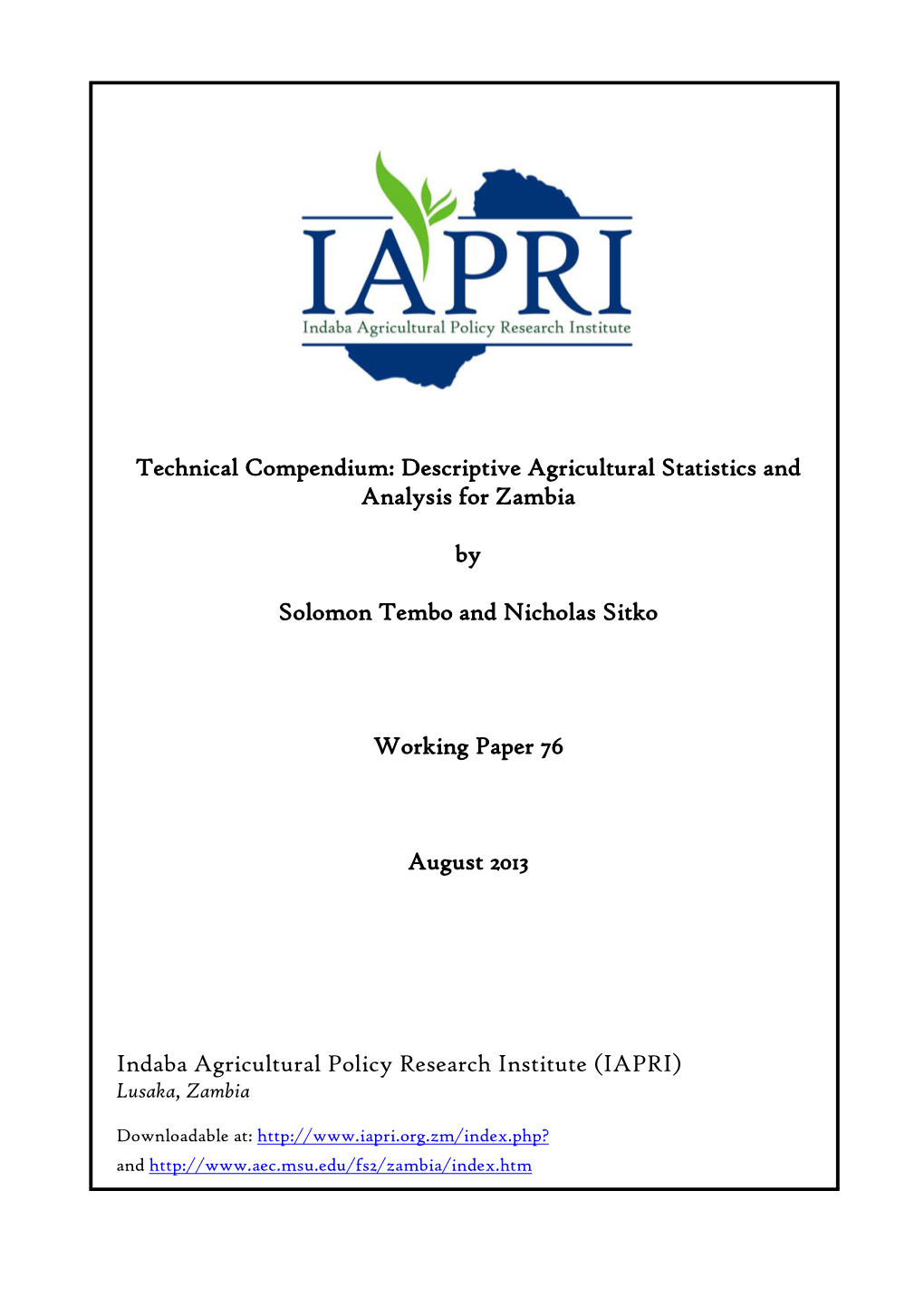 Descriptive Agricultural Statistics and Analysis for Zambia