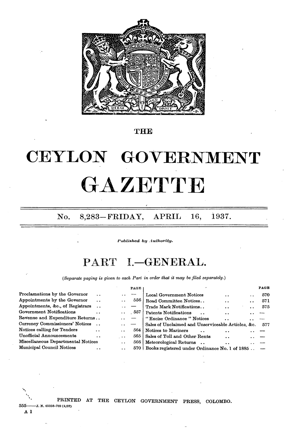 Ceylon Government Gazette