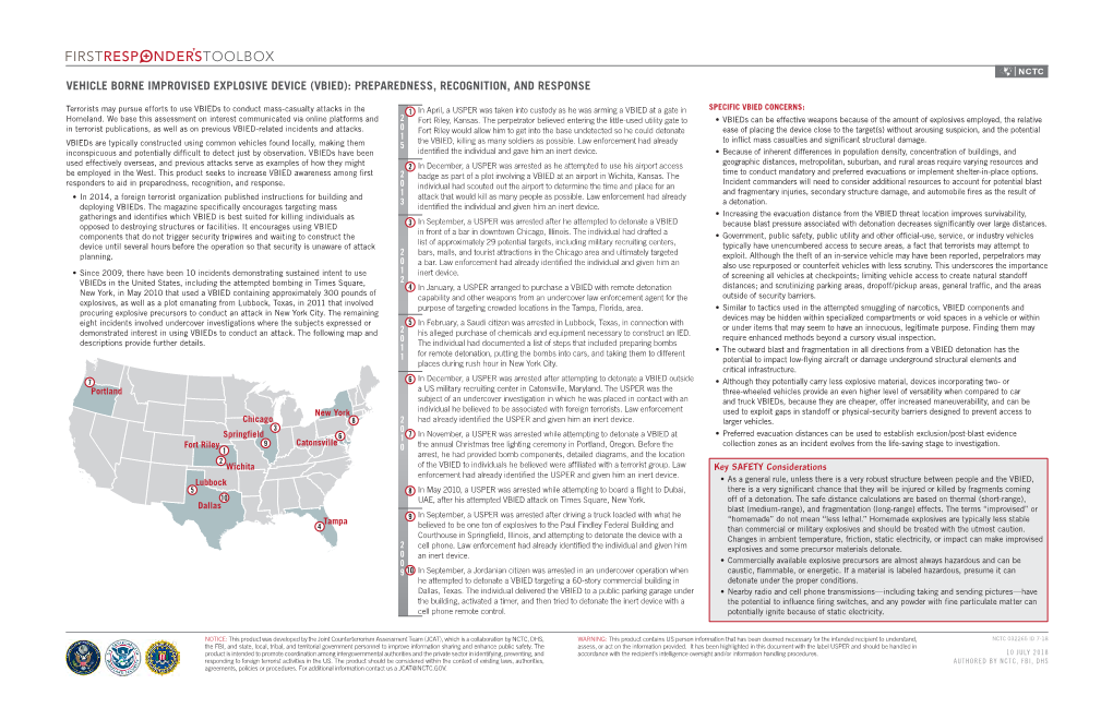 Vehicle Borne Improvised Explosive Device (Vbied): Preparedness, Recognition, and Response