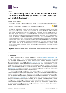 Decision-Making Behaviour Under the Mental Health Act 1983 and Its Impact on Mental Health Tribunals: an English Perspective