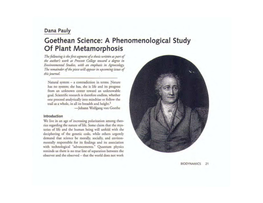 Goethean Science: a Phenomenological Study of Plant Metamorphosis