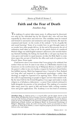 Faith and the Fear of Death Jonathan Jong
