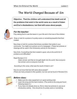 2 When Sin Entered the World Lessons 2019