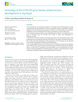Homologs of the STYLISH Gene Family Control Nectary Development in Aquilegia