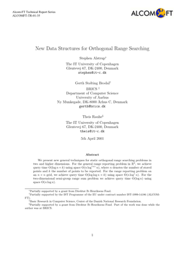 New Data Structures for Orthogonal Range Searching