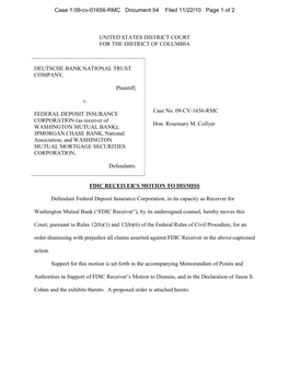 Case 1:09-Cv-01656-RMC Document 54 Filed 11/22/10 Page 1 of 2