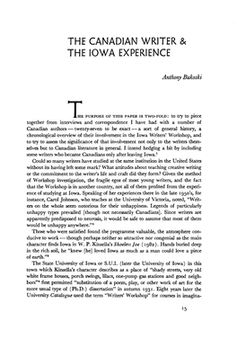 The Canadian Writer & the Iowa Experience