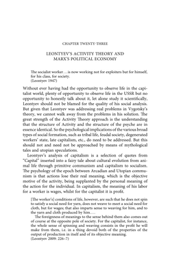 Leontyev's Activity Theory and Marx's Political
