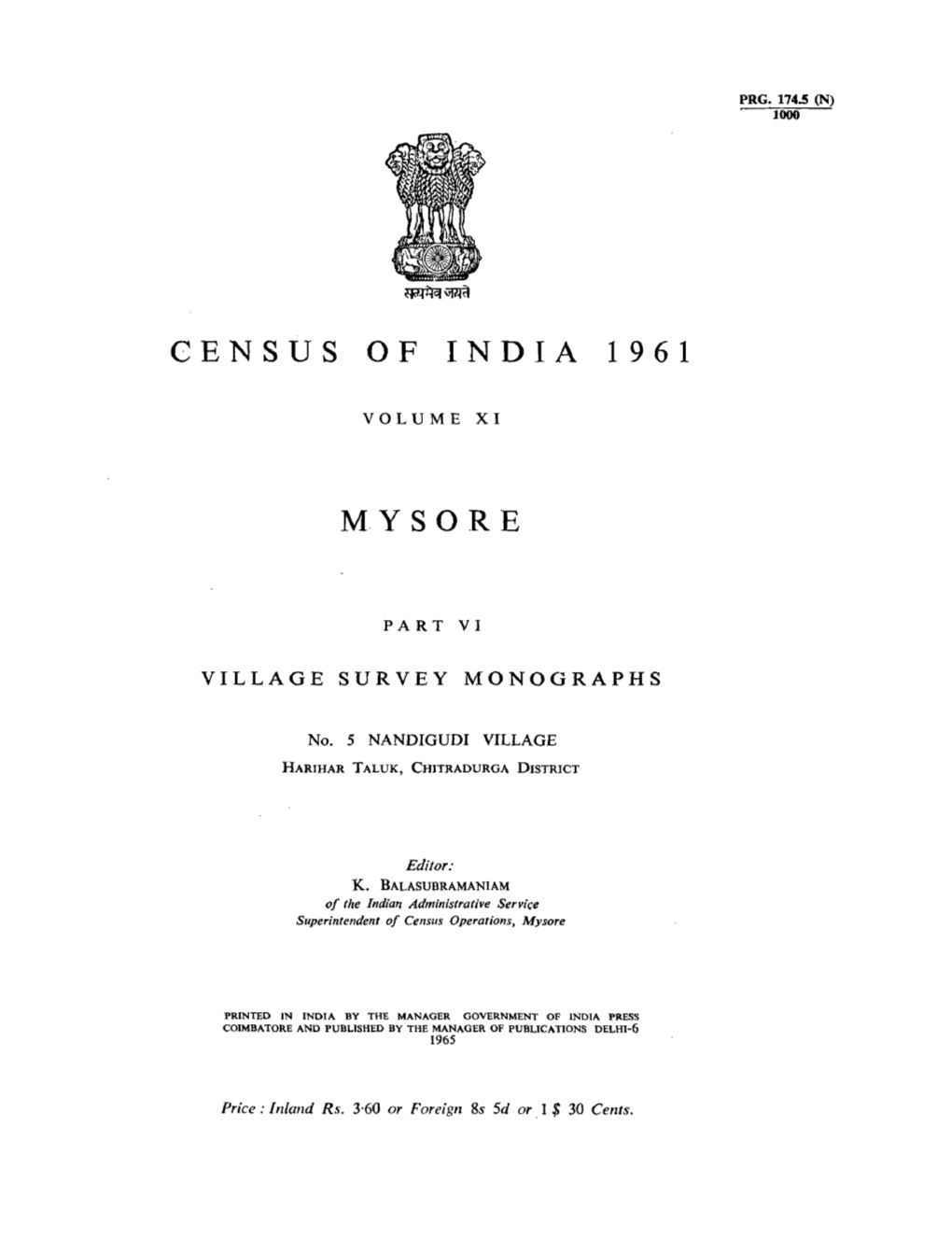 Village Survey Monographs, Nandigudi Village, No-5, Part VI