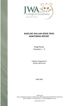 Baseline Wallum Sedge Frog Monitoring Report