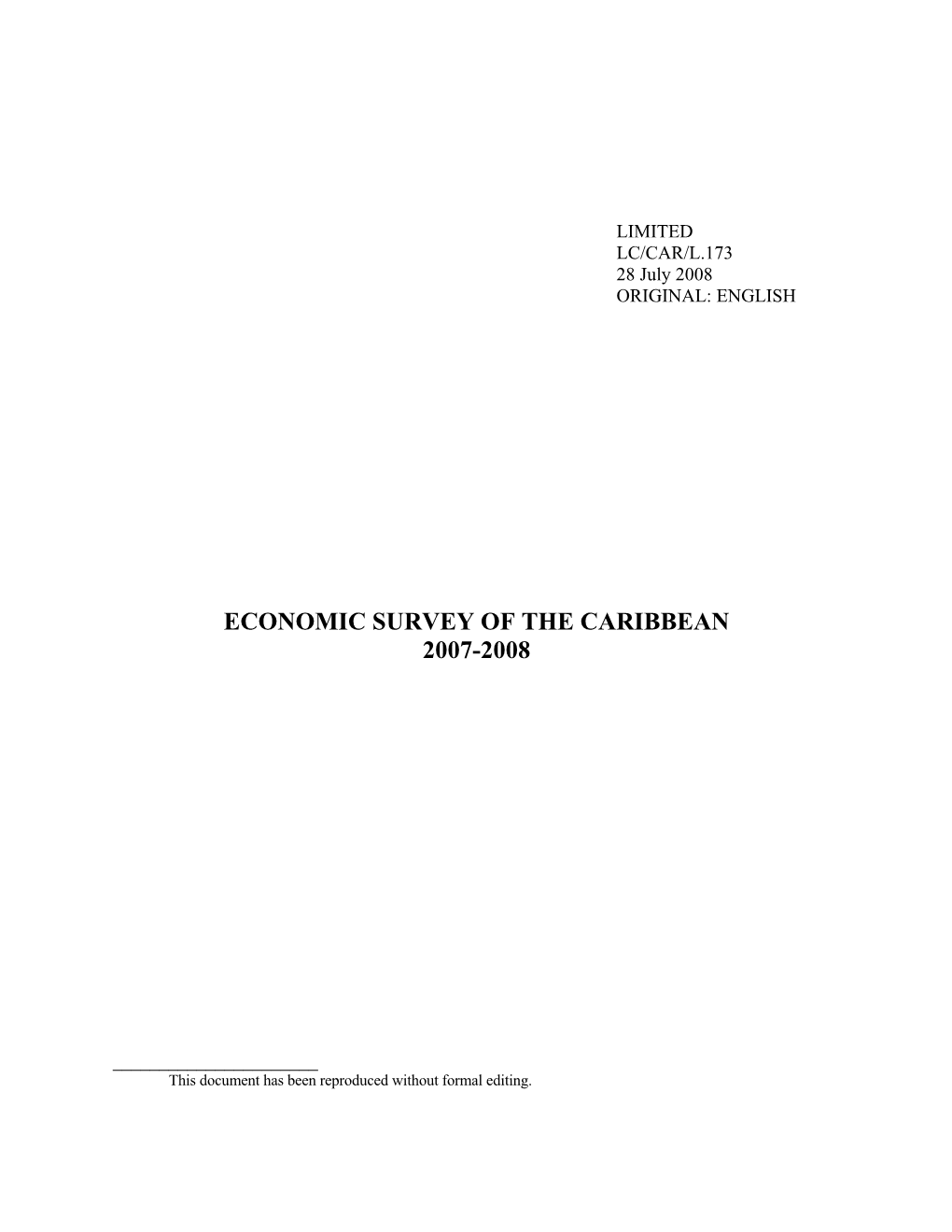 Economic Survey of the Caribbean 2007-2008