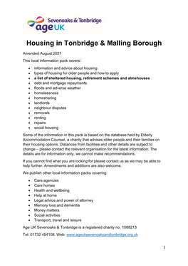 Hot Me Housing in Tonbridge & Malling Borough