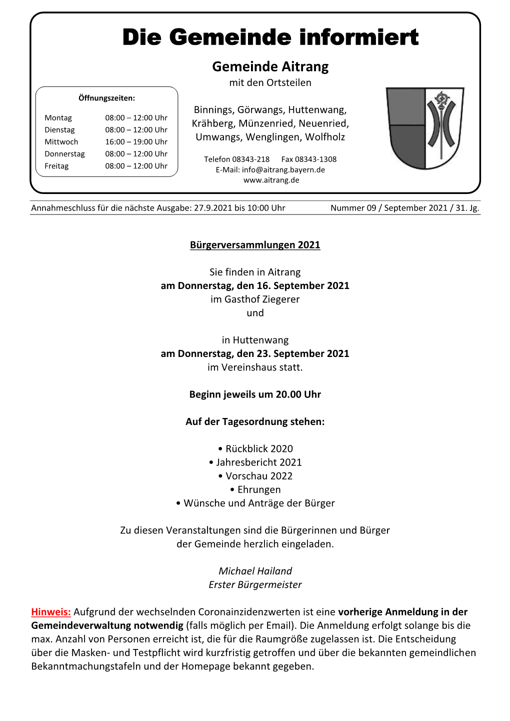 Die Gemeinde Informiert