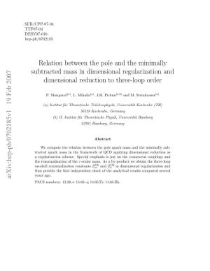 Relation Between the Pole and the Minimally Subtracted Mass in Dimensional Regularization and Dimensional Reduction to Three-Loop Order