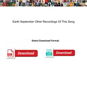 Earth September Other Recordings of This Song