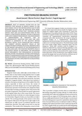 FRICTIONLESS BRAKING SYSTEM Akash Sawant1, Myron Pereira1, Roger Pereira1, Yogesh Ingavale1