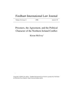 Prisoners, the Agreement, and the Political Character of the Northern Ireland Conﬂict