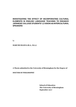 Investigating the Effect of Incorporating Cultural Elements in English Language Teaching to Enhance Japanese College Students’ L2 Vision As Intercultural Speakers