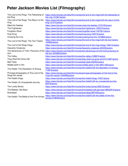 Peter Jackson Films and Movies (Filmography) List