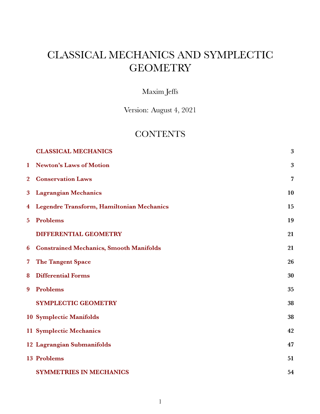 Classical Mechanics and Symplectic Geometry