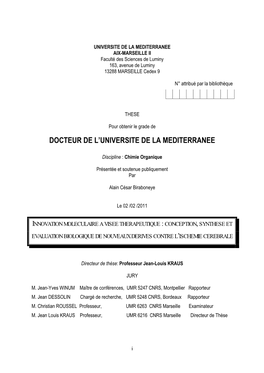 Docteur De L'universite De La Mediterranee