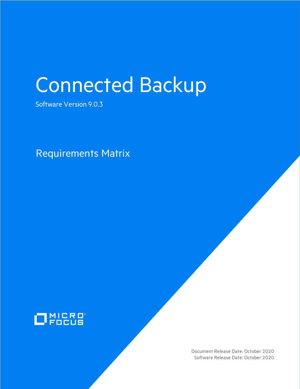 Connected Backup 9.0.3 Requirements Matrix