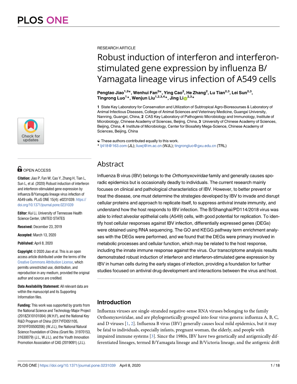 Robust Induction of Interferon and Interferon-Stimulated Gene