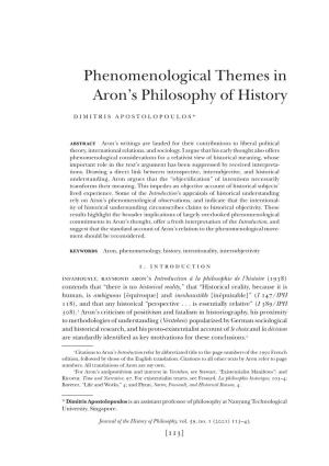 Phenomenological Themes in Aron's Philosophy of History