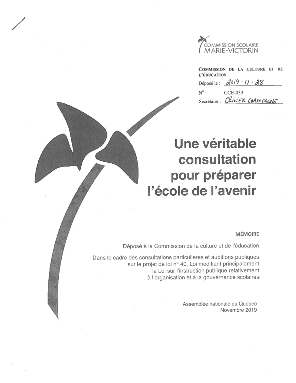 Une Véritable Consultation Pour Préparer L'école De L'avenir