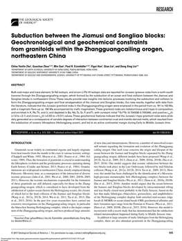 RESEARCH Subduction Between the Jiamusi and Songliao Blocks