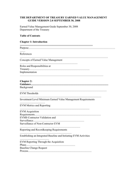 The Department of Treasury Earned Value Management Guide Version 2.0 September 30, 2008